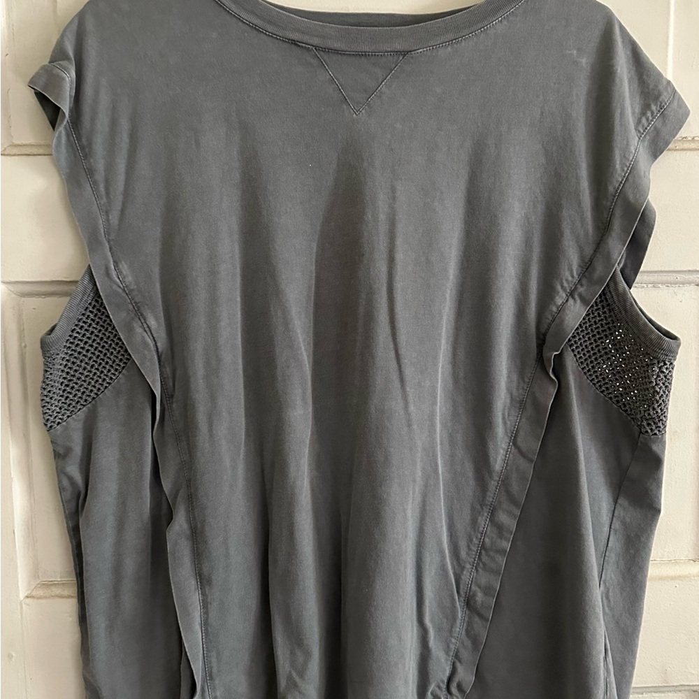 Buckle Gilded Intent Gray Muscle Tee with Embellished Sides